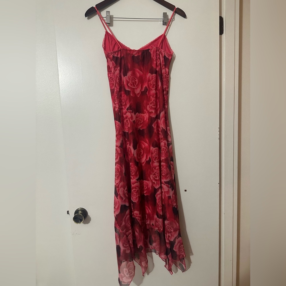 Justify Afternoon Delight Mesh Midi - Red/combo Womens Floral Dress Size Medium - Picture 5 of 9